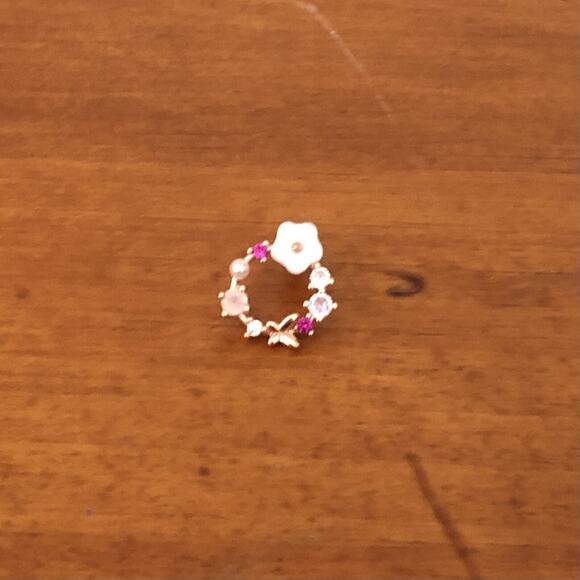 Ramla Rose Gold Crystal Pearl Flower Stud Earrings Dainty Butterfly Design NWOT - Picture 6 of 12